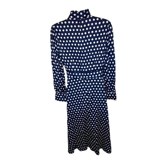 Alexia Admor Brooklyn Satin Navy Polka Dot Midi Dress NWT - Size 4 - Picture 9 of 11
